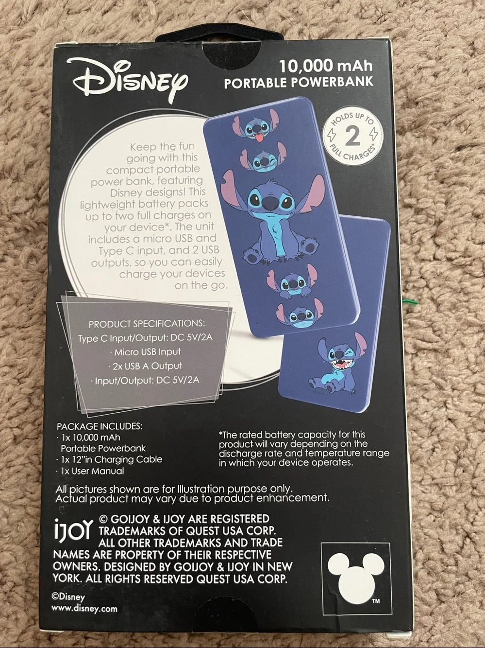 Disney Stitch Theme 10,000‎ mAh Portable Power Bank